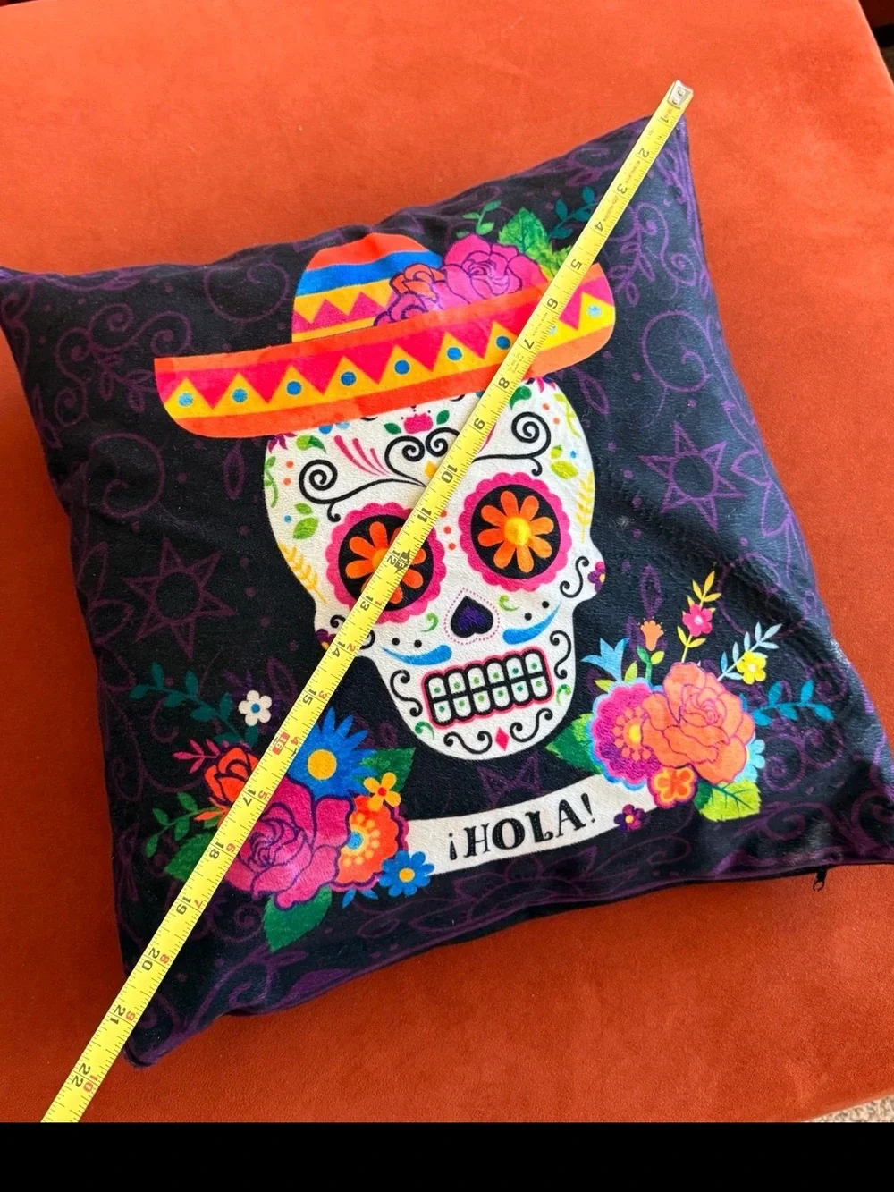 Día de los Muertos Light Up Throw Pillows Set of 2 Sugar Skull Fiesta